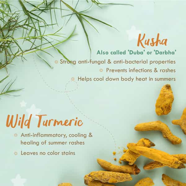 Nat Habit Talc Free Natural Kusha Baby Powder With Raw Haldi And Duba/Darbha | 150G