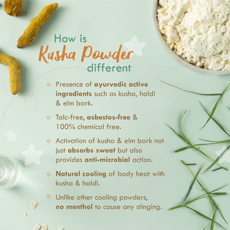 Nat Habit Talc Free Natural Kusha Baby Powder With Raw Haldi And Duba/Darbha | 150g