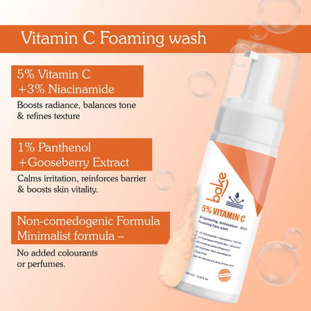 Bake 5% Vitamin C Foaming Face Wash With Niacinamide (100ml)