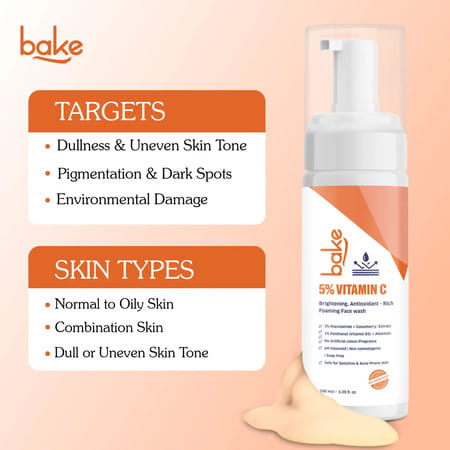 Bake 5% Vitamin C Foaming Face Wash With Niacinamide (100ml)
