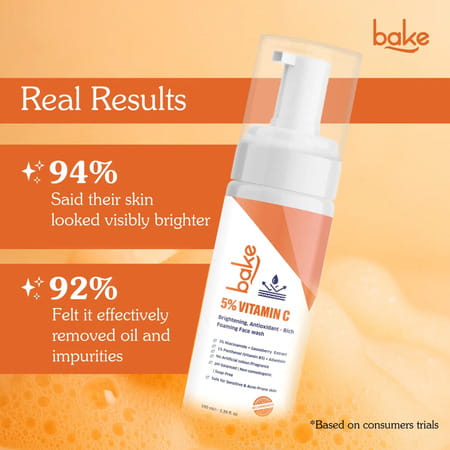 Bake 5% Vitamin C Foaming Face Wash With Niacinamide (100ml)