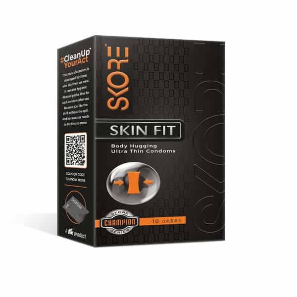 Skore Skinfit 49Mm Condoms For Men |Ultra Thin | 0.05Mm Thickness | Disposal Pouches | Pack Of 10