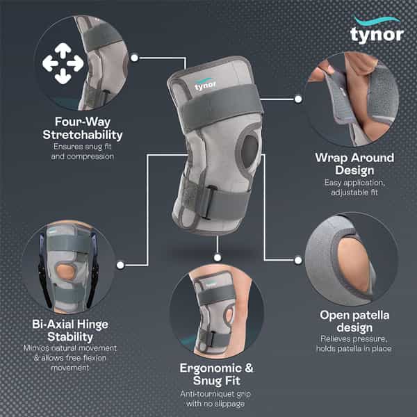 Tynor Functional Knee Support Grey Large 1 Unit