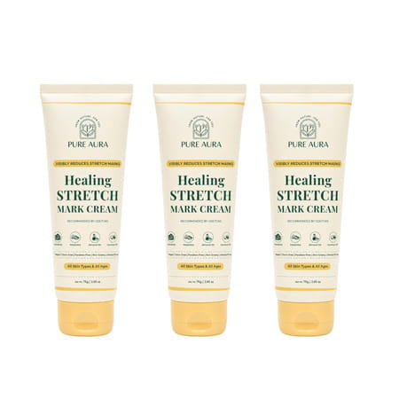 Pure Aura Healing Stretch Mark Cream | Visible Reduction In Stretch Marks In 10 Days 75 Gm Pack Of 3