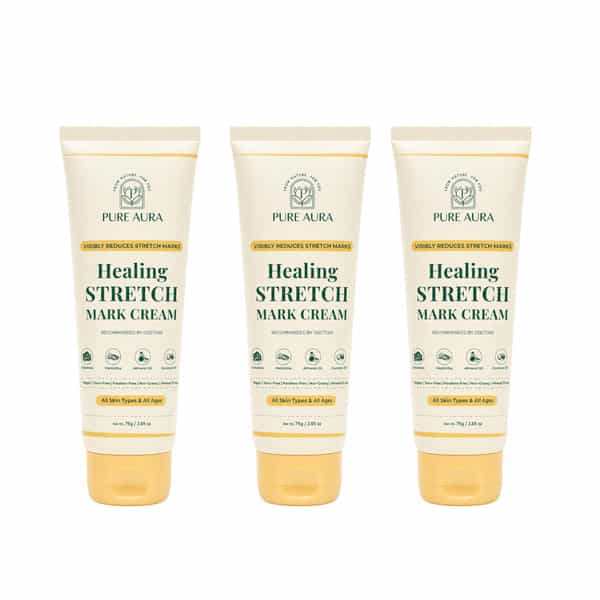 Pure Aura Healing Stretch Mark Cream | Visible Reduction In Stretch Marks In 10 Days 75 Gm Pack Of 3