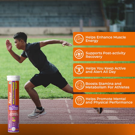 Fast&up Multivitamins Sports |metabolism | Stamina | Muscle Health - 20 Tablets | Citrus Flavour