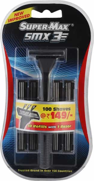 Supermax Smx3 - 3 Blade Shaving System - 10 Refills With 1 Razor