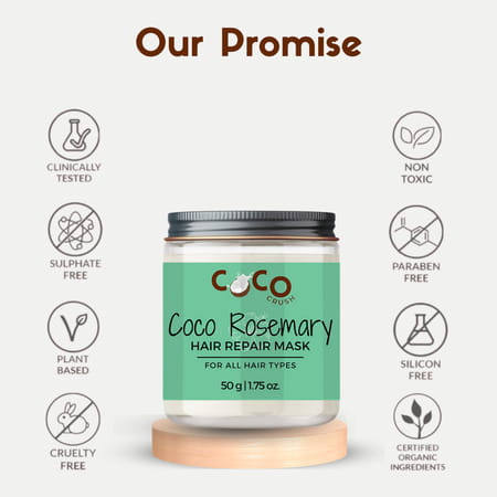 Coco Crush Rosemary Coconut Hair Repair Mask For Damaged Hair | Anti-Hairfall/Hair Growth - 50g