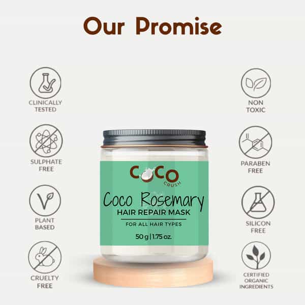 Coco Crush Rosemary Coconut Hair Repair Mask For Damaged Hair | Anti-Hairfall/Hair Growth - 50G