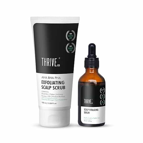 Thriveco Scalp Care Kit: Aha Bha Pha Exfoliating Scalp Scrub 100Ml & Vitalizing Serum 50Ml