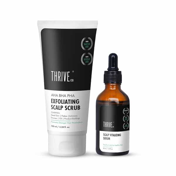 Thriveco Scalp Care Kit: Aha Bha Pha Exfoliating Scalp Scrub 100Ml & Vitalizing Serum 50Ml