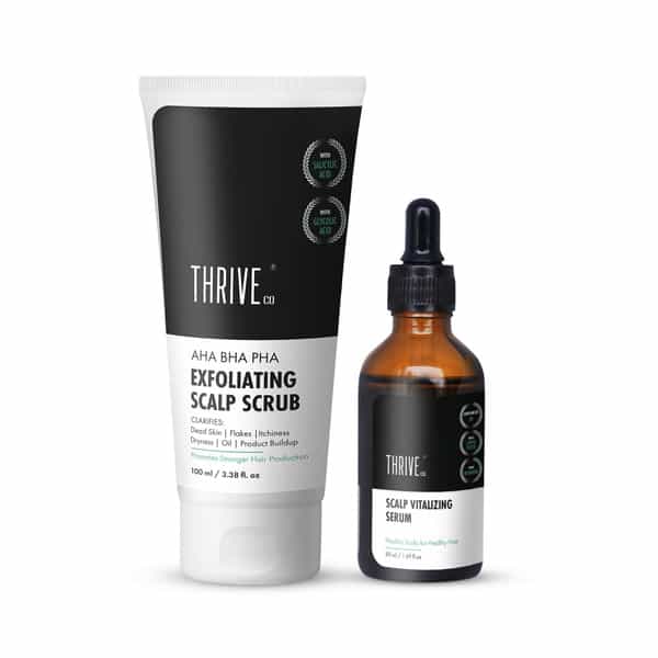 Thriveco Scalp Care Kit: Aha Bha Pha Exfoliating Scalp Scrub 100Ml & Vitalizing Serum 50Ml