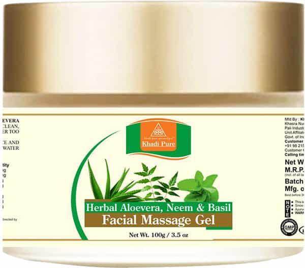 Khadi Pure Herbal Aloevera Neem & Basil Facial Massage Gel - 100G