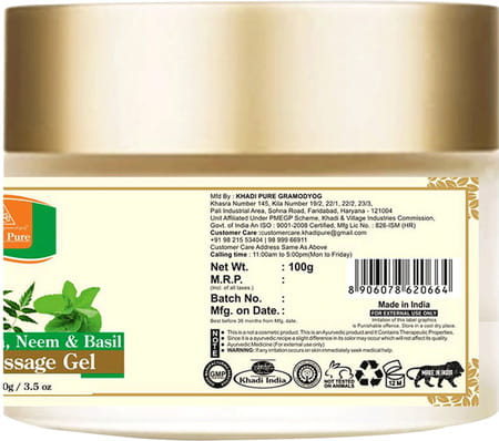 Khadi Pure Herbal Aloevera Neem & Basil Facial Massage Gel - 100g