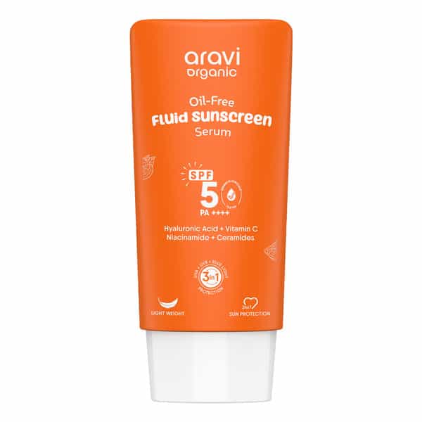 Aravi Organic Oil-Free Fluid Sunscreen Serum Spf 50 Pa++++ - Lightweight - 50Ml