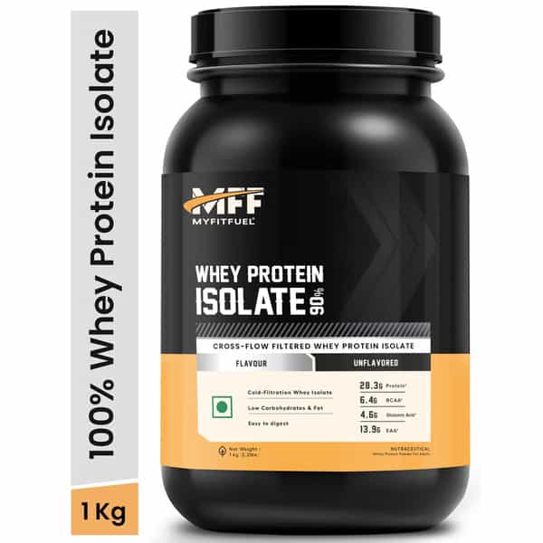 Myfitfuel Mff Whey Protein 90 Isolate | 1 Kg | 30 Servings (Unflavoured) | Pure 100% Isolate Protein