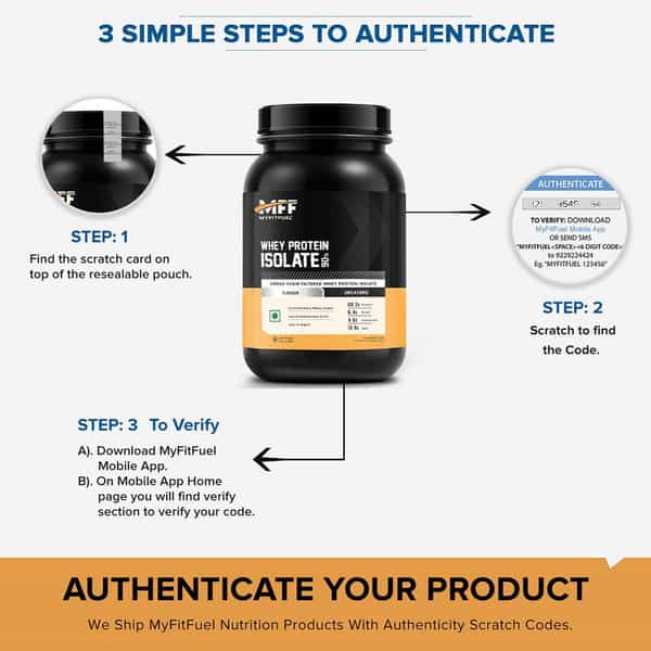 Myfitfuel Mff Whey Protein 90 Isolate | 1 Kg | 30 Servings (Unflavoured) | Pure 100% Isolate Protein