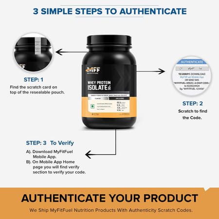 Myfitfuel Mff Whey Protein 90 Isolate | 1 Kg | 30 Servings (Unflavoured) | Pure 100% Isolate Protein