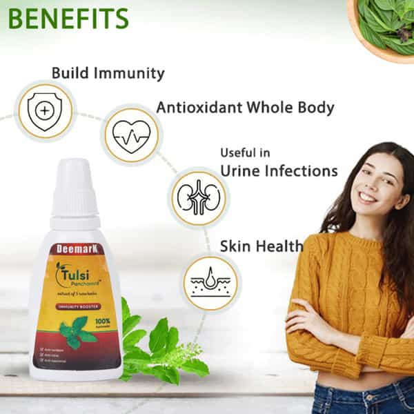Deemark Tulsi Panchamrit(18Mlx2) Helps Fight Against Germ & Bacteria|Natural Immunity Booster