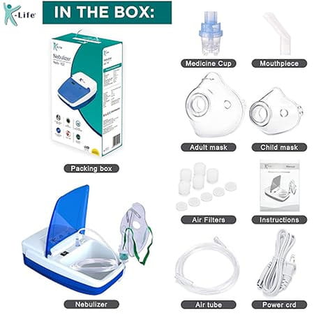 K-Life 102 Steam Respiratory Machine Kit For Baby Adults Kids Asthma Patients Nebulizer (White)