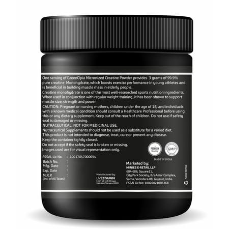 Greenopia Micronized Creatine Monohydrate Powder 100g