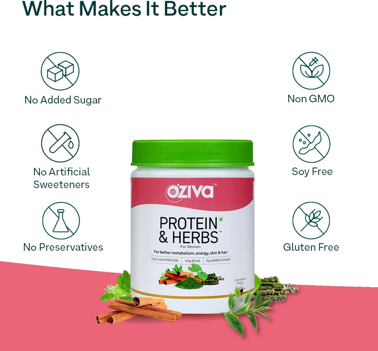 Buy OZIVA PROTEIN & HERBS FOR WOMEN, CHOCOLATE (500G) FOR WEIGHT
