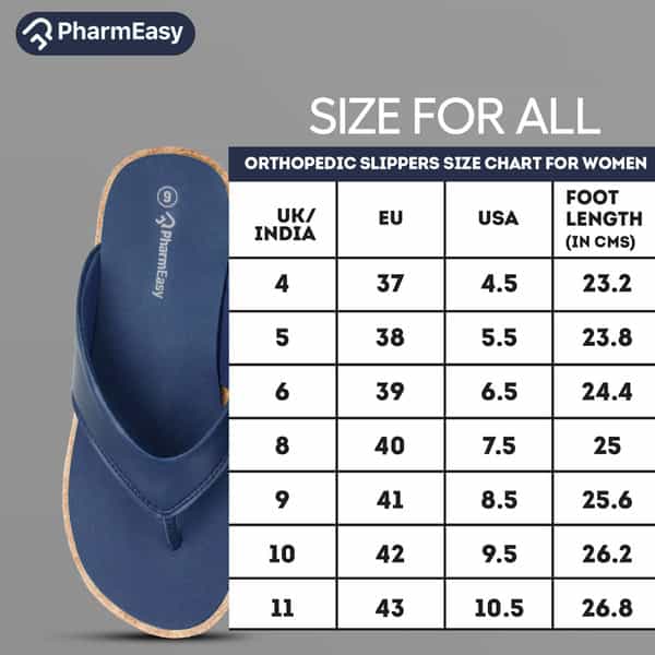 Pharmeasy Women's Diabetic & Orthopedic Slippers - Blue - Size Uk 4