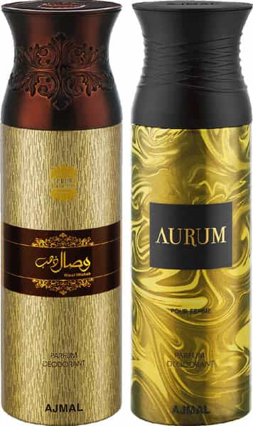 Ajmal Wisal Dhahab & Aurum Deodorant Spray For Men & Women (200 Ml Pack Of 2)
