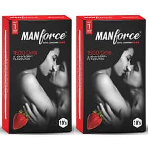 Manforce 3 In 1 Wild Strawberry Flavor Condoms - 10 Pieces X Pack Of 2