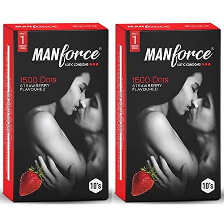 Manforce 3 In 1 Wild Strawberry Flavor Condoms - 10 Pieces X Pack Of 2