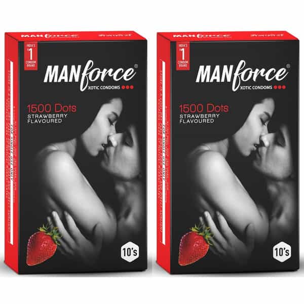 Manforce 3 In 1 Wild Strawberry Flavor Condoms - 10 Pieces X Pack Of 2