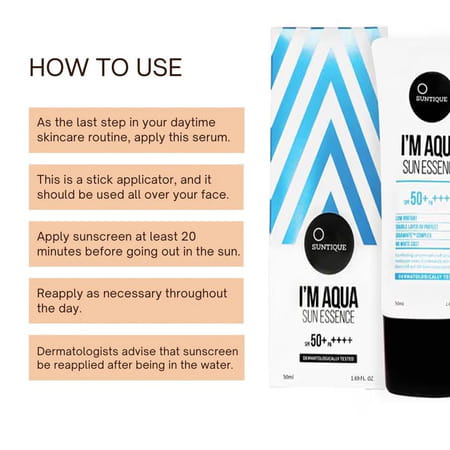 Suntique I'M Aqua Sun Essence Spf 35 Pa+++ I For Sensitive Skin - High Spf Protection - 50ml