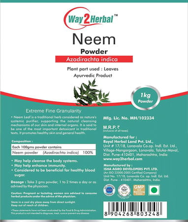 Way2herbal Neem Patra Powder - 1 Kg Value Pack Of 2