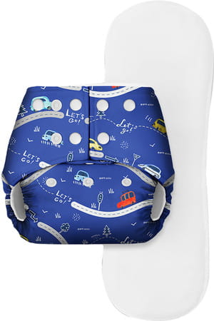 Basic - Freesize Reusable Pocket Cloth Diaper For Babies-With Dry Feel Insert - Royal Blue