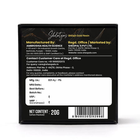 Sheopals Shelatejas Shilajit Gold Resin 20Gm