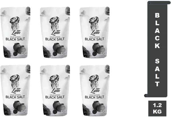 Lunn Natural Fine Grain Black Salt (Kala Namak) | Pack Of 6 (200 Gm Each )