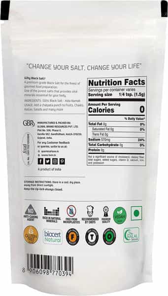 Lunn Natural Fine Grain Black Salt (Kala Namak) | Pack Of 6 (200 Gm Each )
