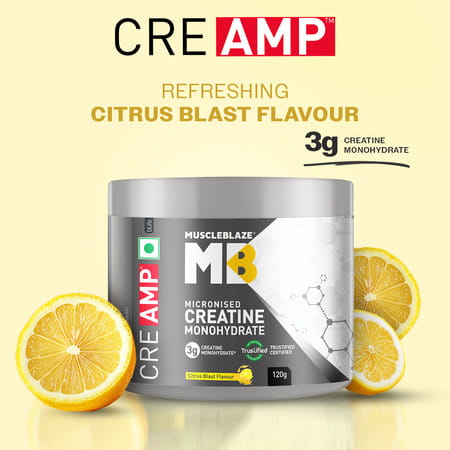 Muscleblaze Creatine Creamp (120g) + Shaker (650ml) | Citrus Blast | Trustified Combo