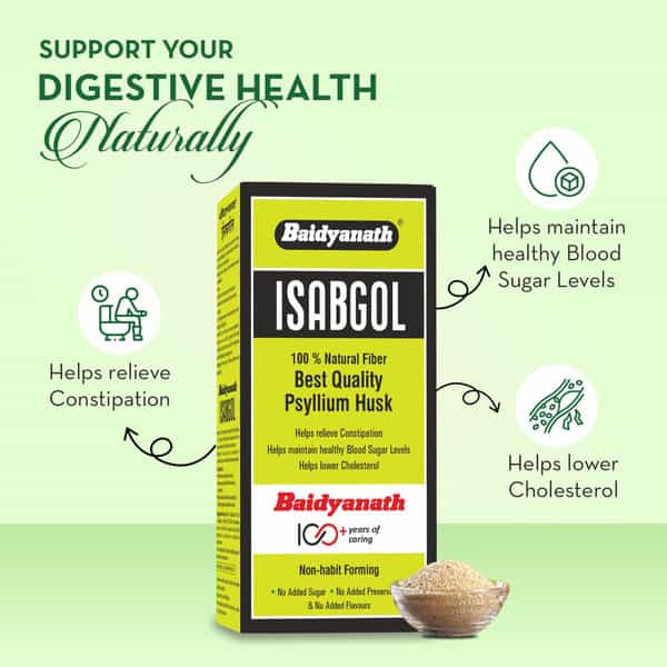 Baidyanath Asli Ayurved Isabgol - Psyllium Husk Powder | Constipation Relief | 200G (Pack Of 2)