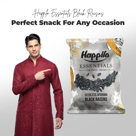 Happilo Essentials Afghani Seedless Black Raisins 200G