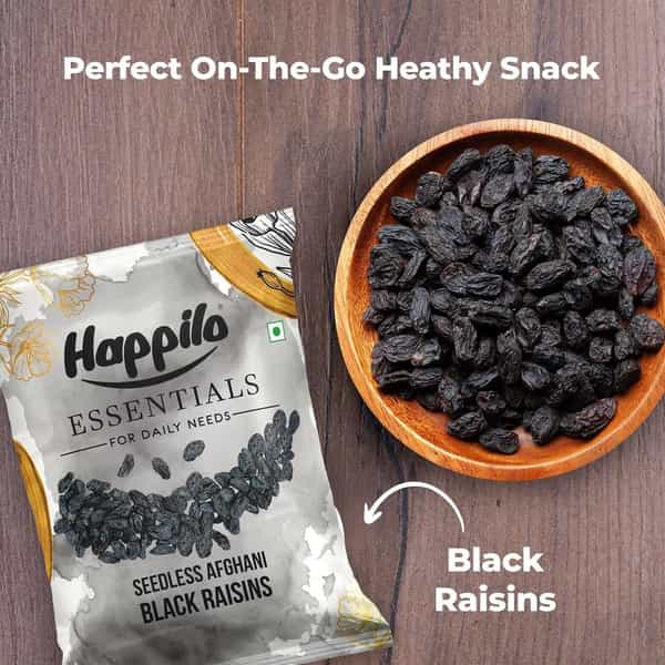 Happilo Essentials Afghani Seedless Black Raisins 200G