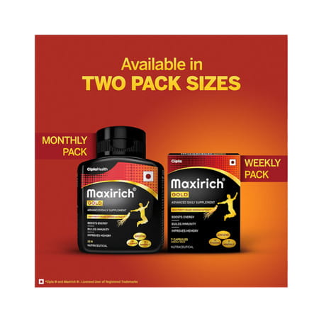 Maxirich Gold Advanced Daily Supplement Bottle | 30 Capsules