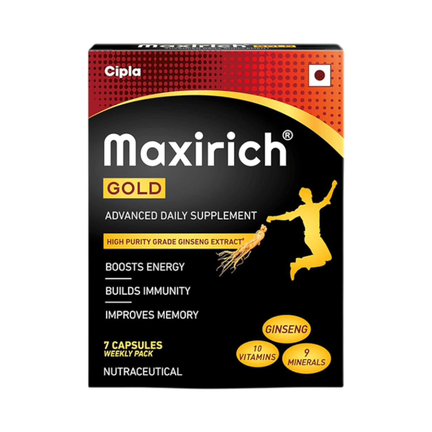 Maxirich Gold Advanced Daily Supplement Bottle | 30 Softgel Capsules