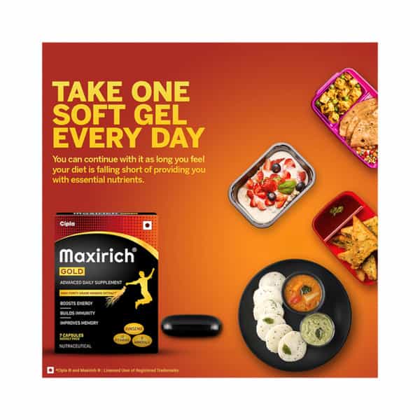 Maxirich Gold Advanced Daily Supplement Bottle | 30 Softgel Capsules