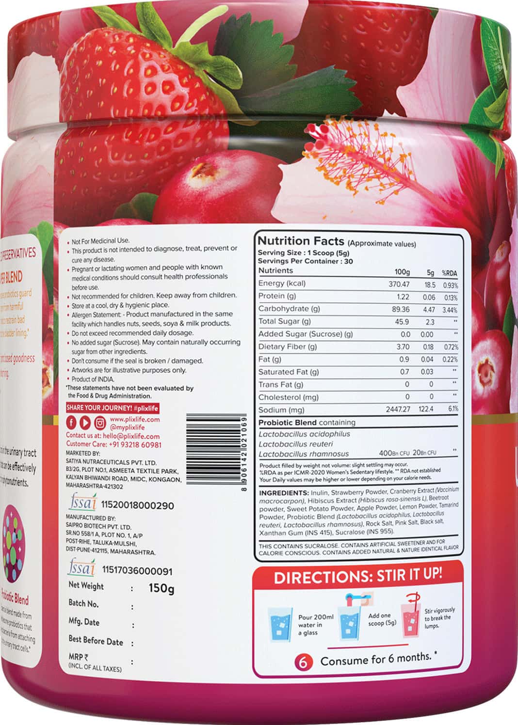 Buy PLIX UTI PROBIOTIC DRINK 20BN CFU URINARY TRACT PACK OF 1 BOTTLE