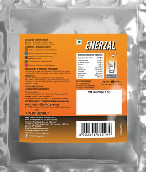Enerzal Orange Flavour Packet Of 1000Gm Powder
