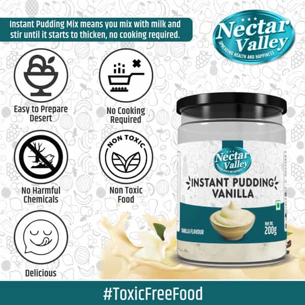 Nectar Valley Vanilla Instant Pudding Mix | Quick Creamy Desert Mix - 200G