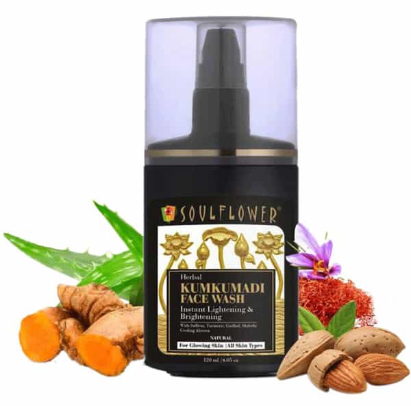 Soulflower Kumkumadi Face Wash With Saffron Turmeric Aloe Vera - 120Ml