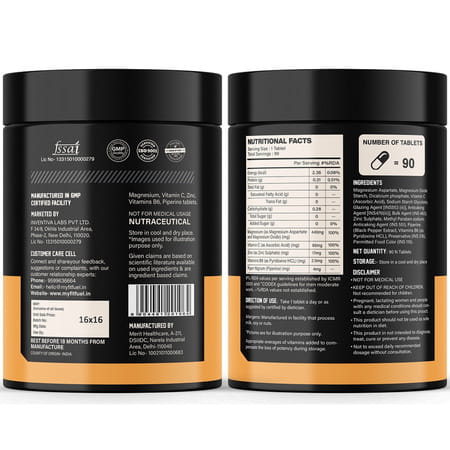 Myfitfuel Zma+ (Zinc | Magnesium | Vitamin B6 | Vitamin C & Piperine 95%) | 90 Tablets