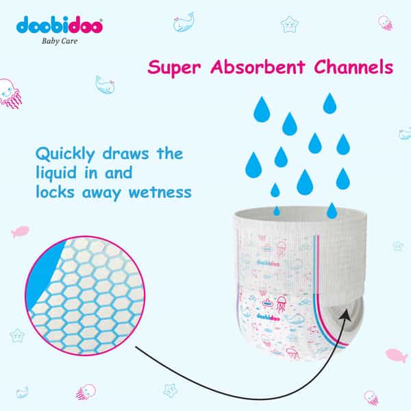 Doobidoo Baby Pants - Large Size Diapers (28 Count) - With Anti Leak Side Cuffs (9-14 Kgs)